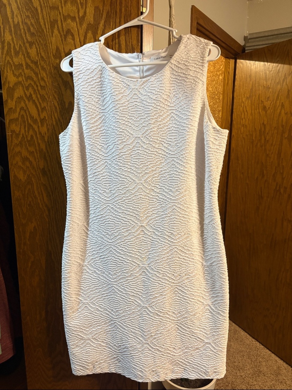 Calvin Klein Ivory Textured Sleeveless Sheath Dress
